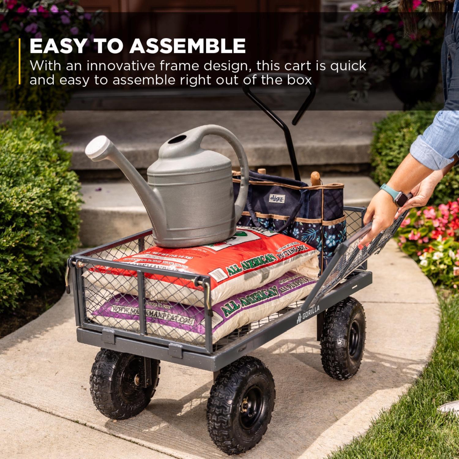  Gorilla Carts Steel Utility Cart 600 Lb. Cap.