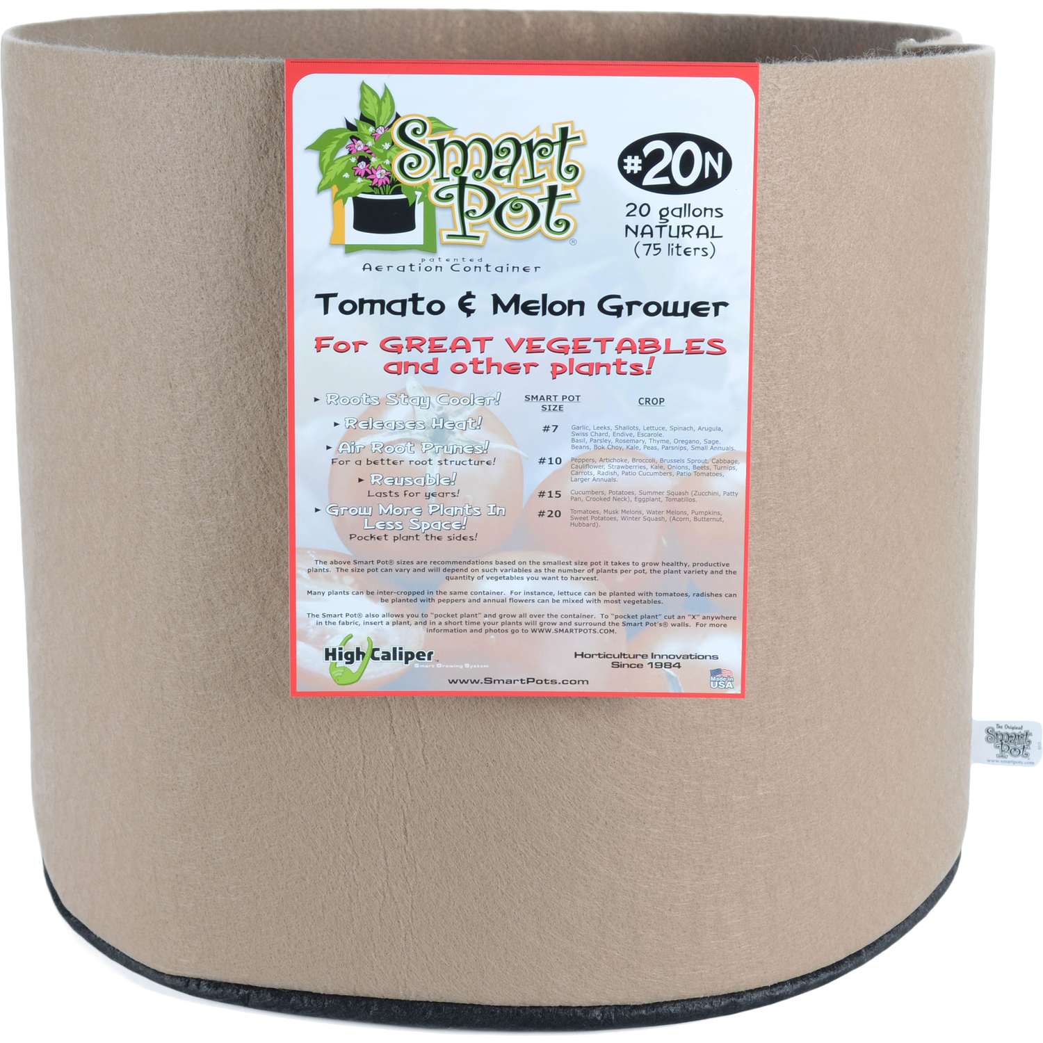  Smart Pot Tomato & Melon 15.5 In. H X 20 In. W X 20 In. D X 20 In. D Geo-Thermal Fabric Grow Bag Pla