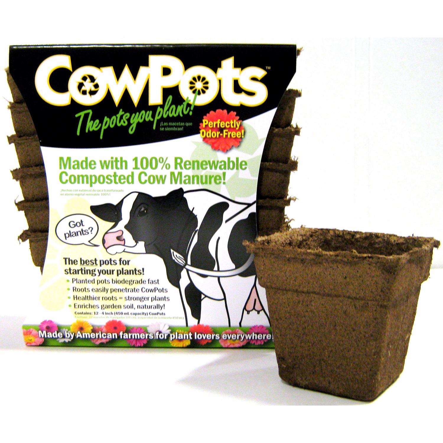  CowPots 1 Cells 4.38 In. H X 4.5 In. W X 2.88 In. L Seed Starting Pot 12 Pk