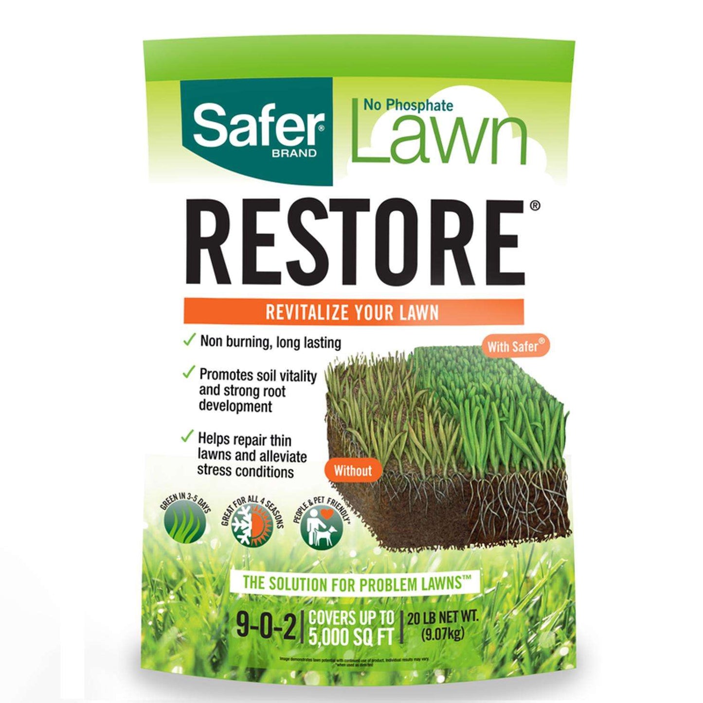  Safer Brand Lawn Restore All-Purpose Lawn Fertilizer For All Grasses 5000 Sq Ft