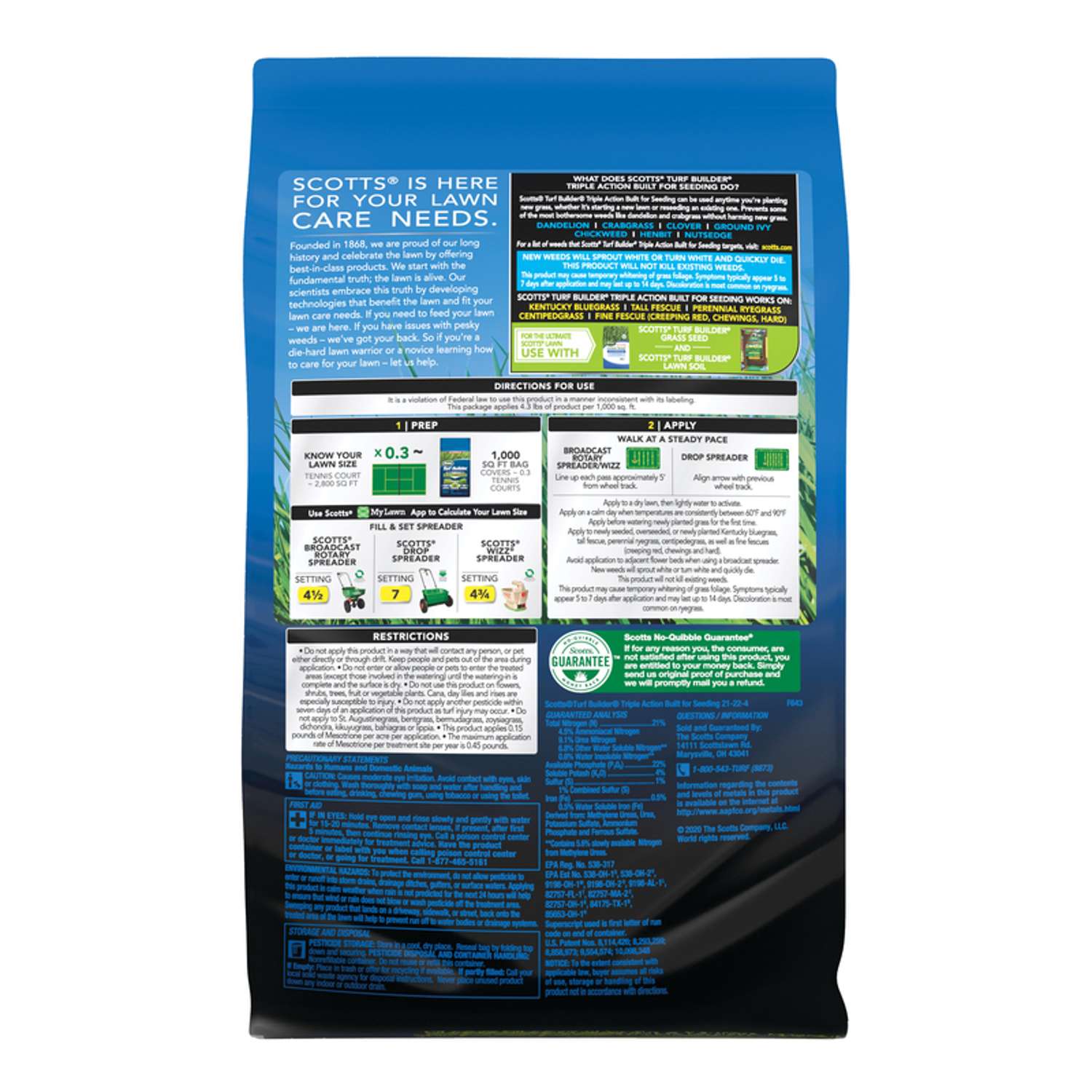  Scotts Turf Builder Pre Emergent Preventer & Fertilizer Lawn Fertilizer For All Grasses 1000 Sq Ft