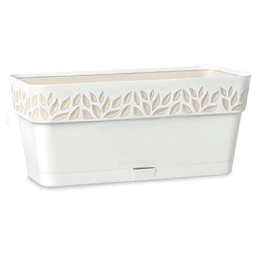  Deroma 6.7 In. H X 20 In. W X 7.09 In. D Resin Leaves Balcony Planter White