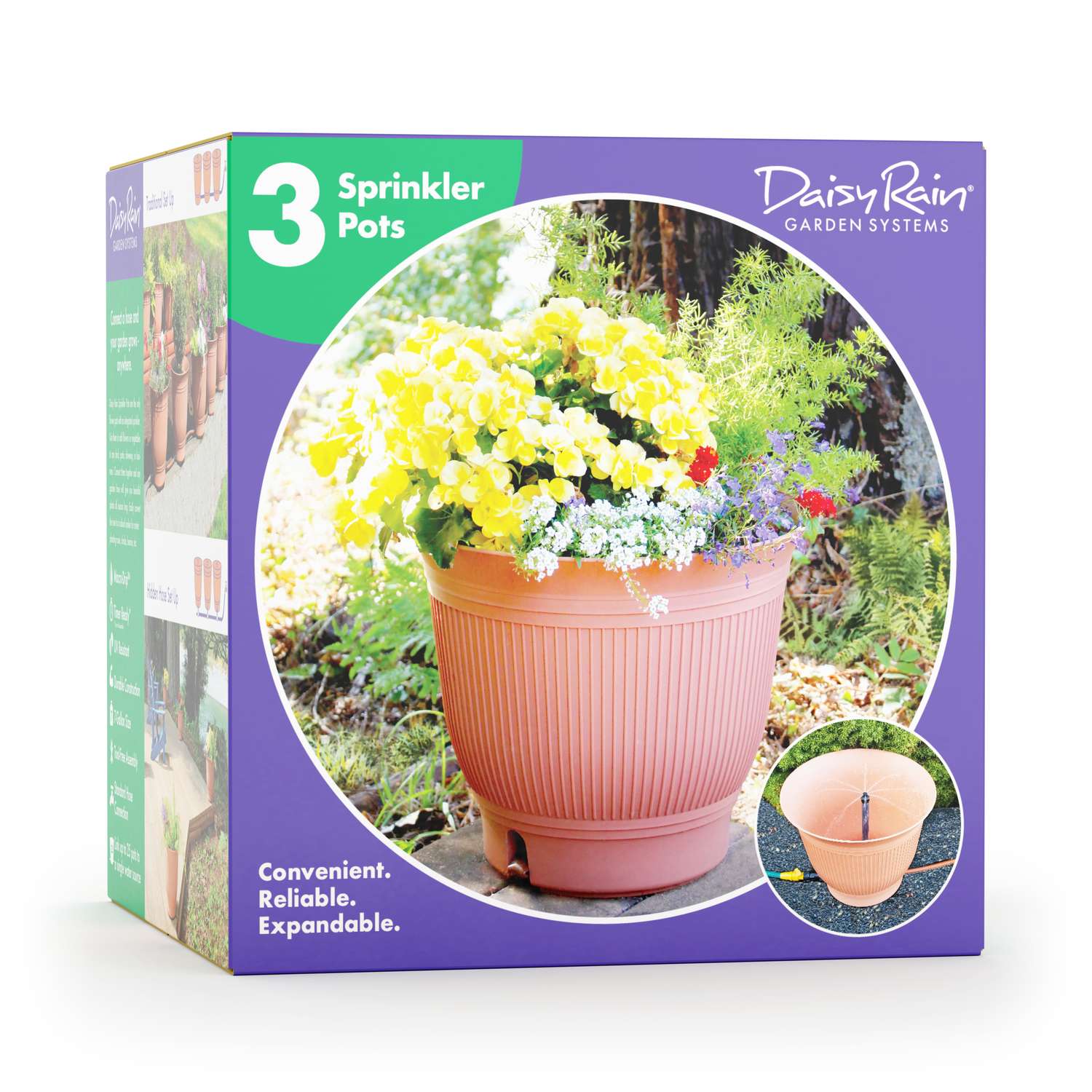  Daisy Rain Garden Systems 18.75 In. H X 18.25 In. W X 18.25 In. D Plastic Flower Pot Terracotta