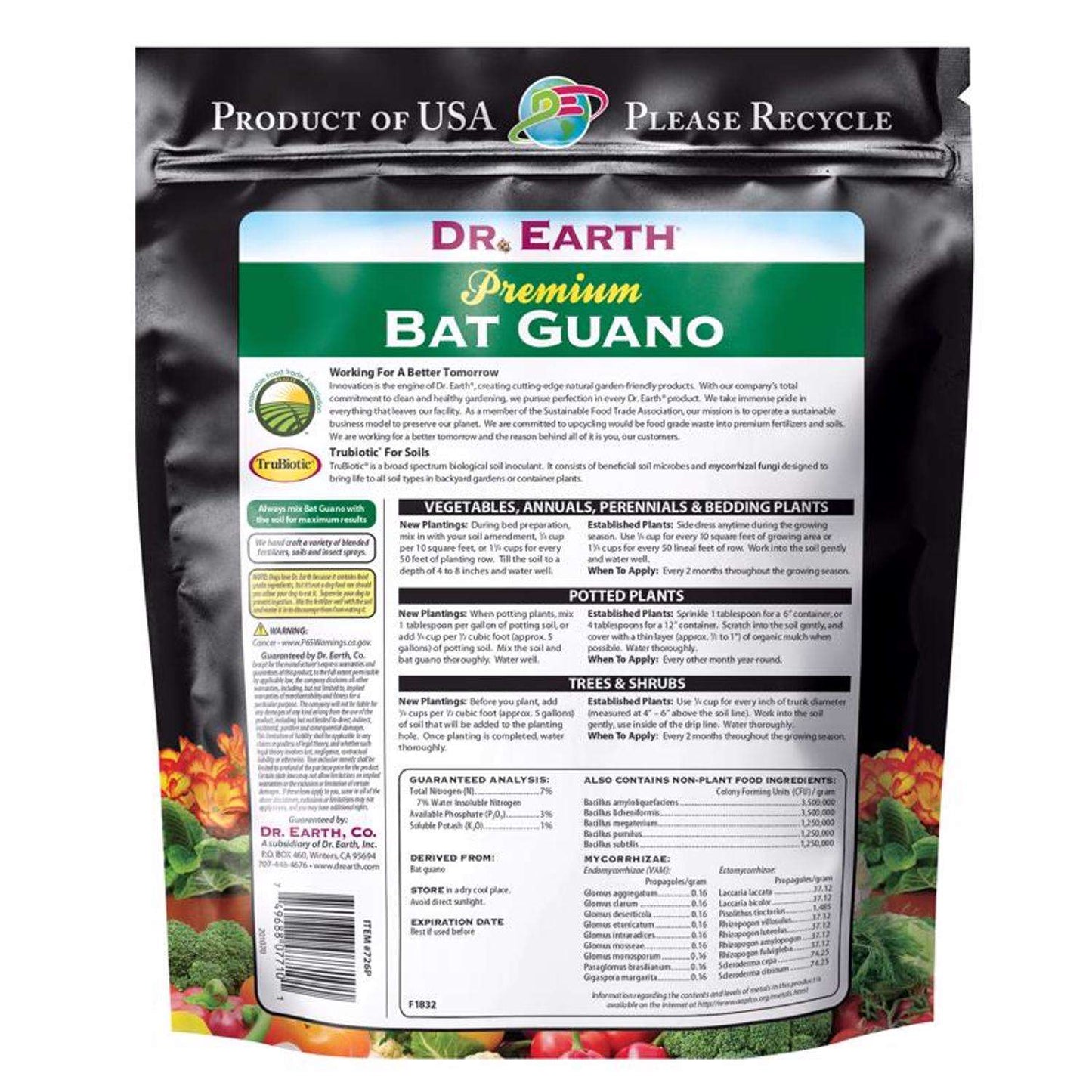  Dr. Earth Pure & Natural Organic Granules Bat Guano 1.5 Lb
