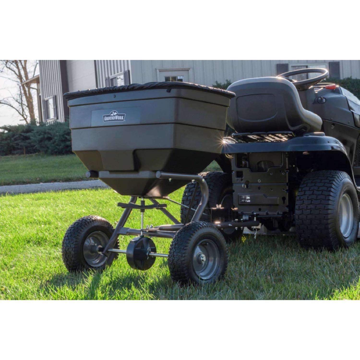  Agri-Fab 12 Ft. W Tow Behind Spreader For Fertilizer/Grass Seed/Ice Melt 185 Lb
