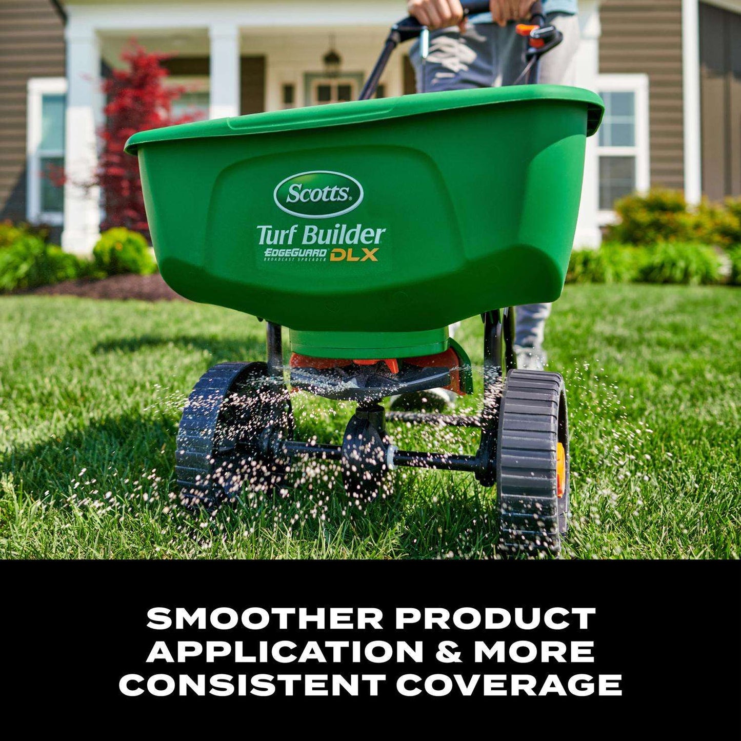  Scotts EdgeGuard DLX 5 Ft. W Broadcast Push Spreader For Fertilizer/Ice Melt/Seed 60 Lb