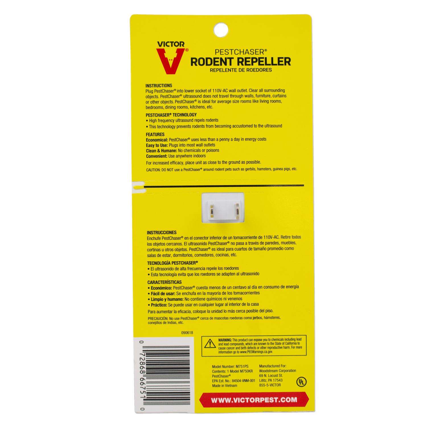  Victor PestChaser Plug-In Electronic Pest Repeller For Rodents 1 Pk