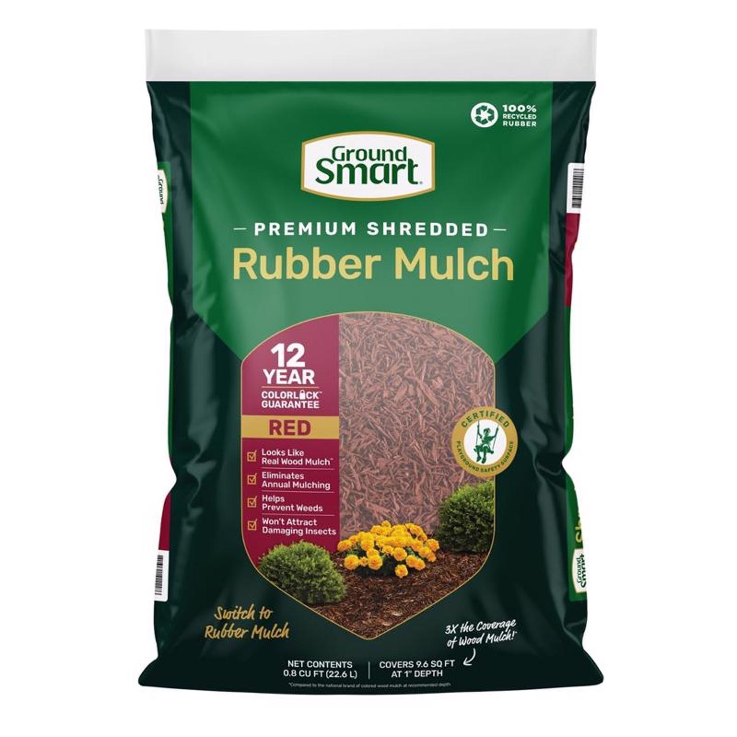  Ground Smart Red Shredded Rubber Mulch 0.8 Cu Ft