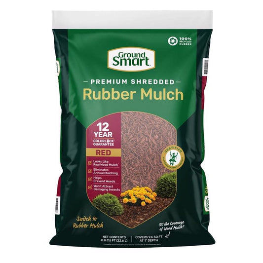  Ground Smart Red Shredded Rubber Mulch 0.8 Cu Ft