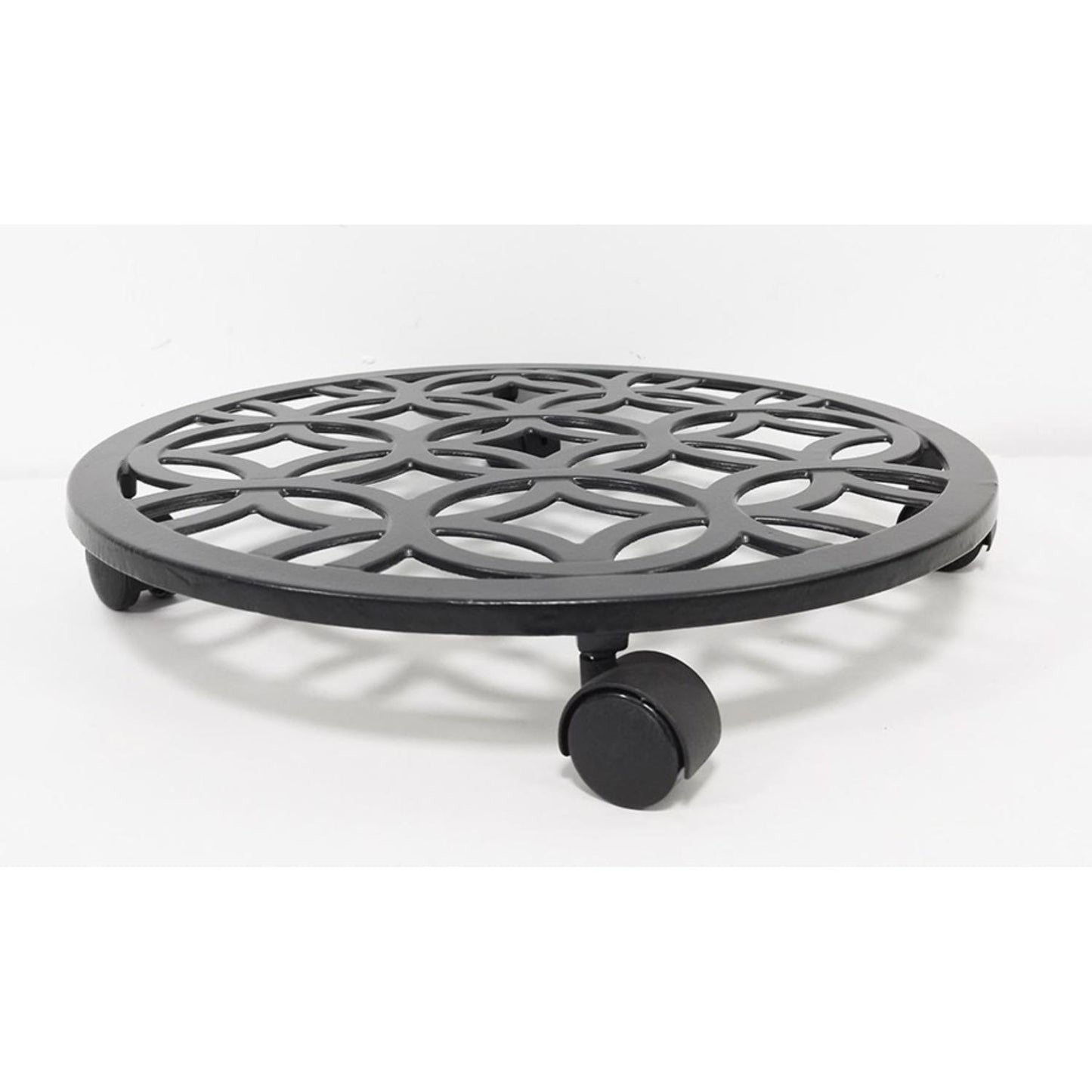  Living Accents 3 In. H Black Iron/Plastic Wheeled Plant Stand