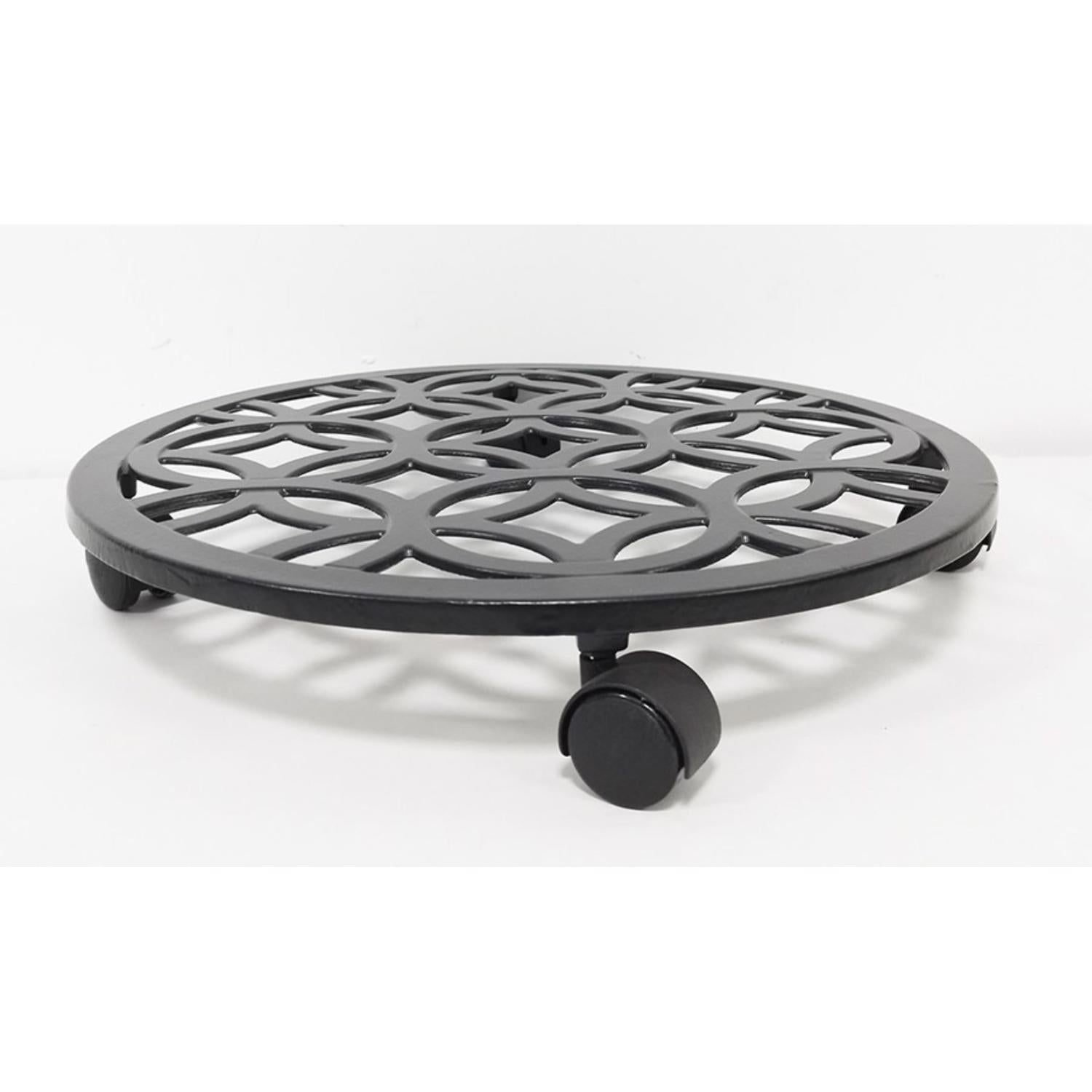  Living Accents 3 In. H Black Iron/Plastic Wheeled Plant Stand