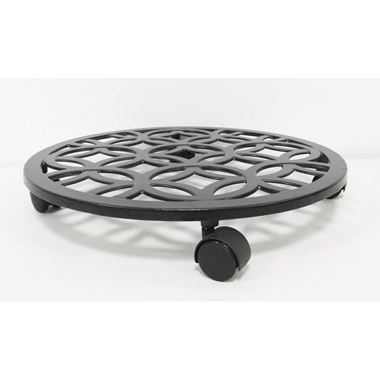 Living Accents 3 In. H Black Iron/Plastic Wheeled Plant Stand