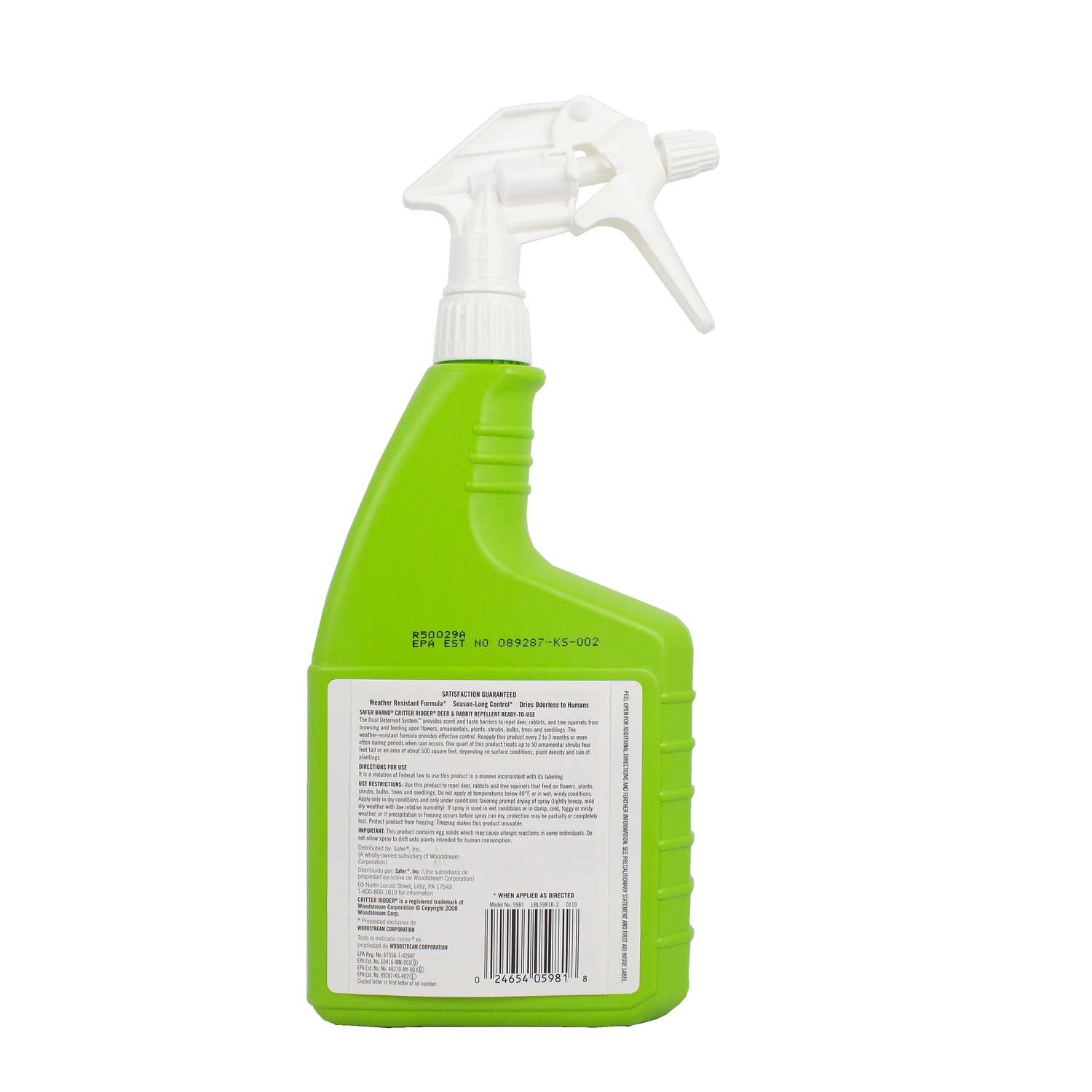  Safer Brand Critter Ridder Animal Repellent Liquid For Deer, Rabbit And Squirrel 32 Oz