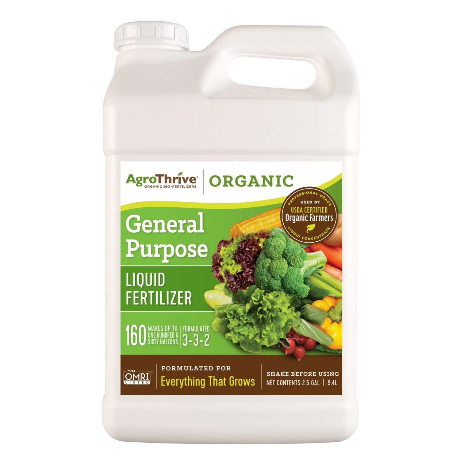  AgroThrive Organic Everything That Grows 3-3-2 General Purpose Fertilizer 2.5 Gal