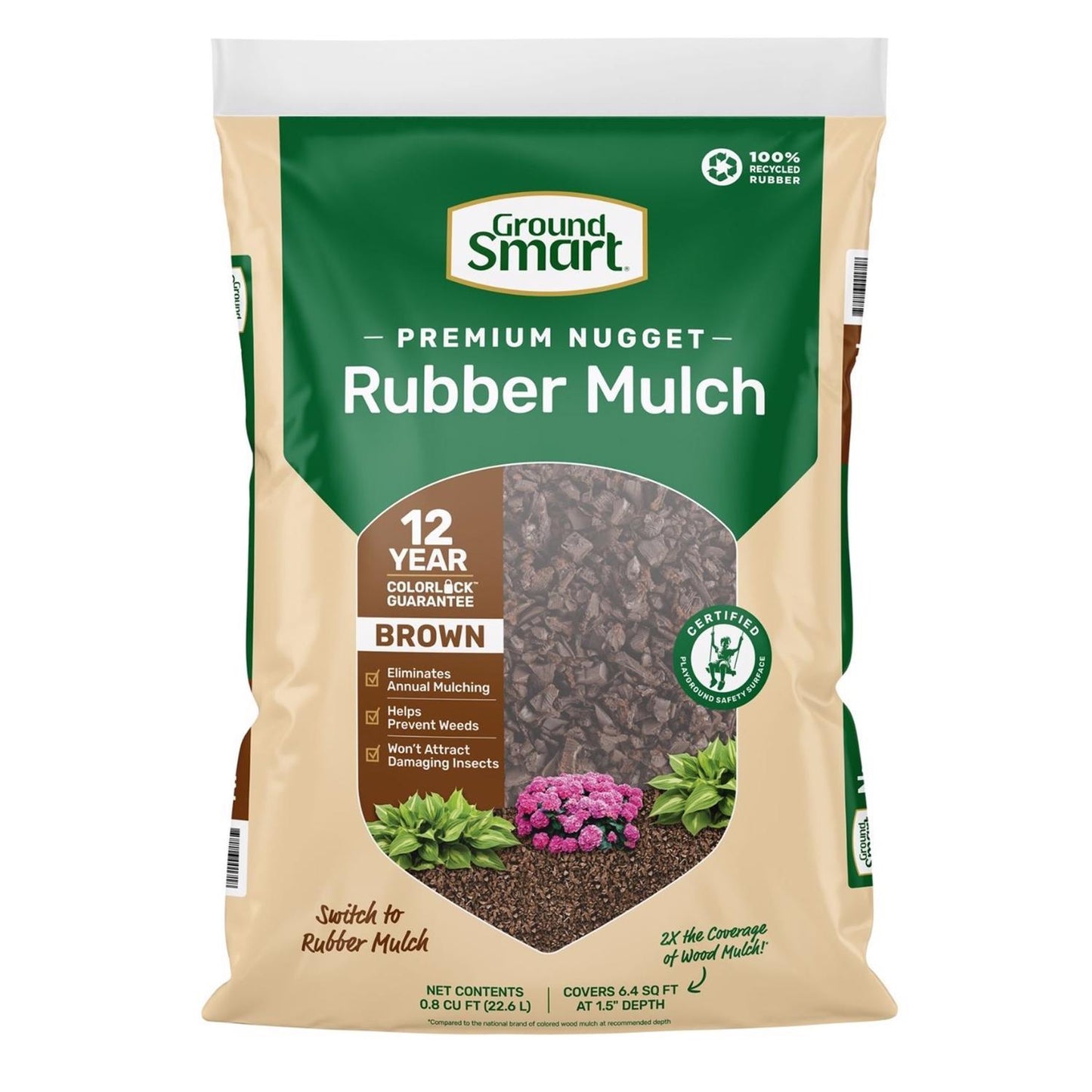  Ground Smart Brown Rubber Nuggets 0.8 Cu Ft