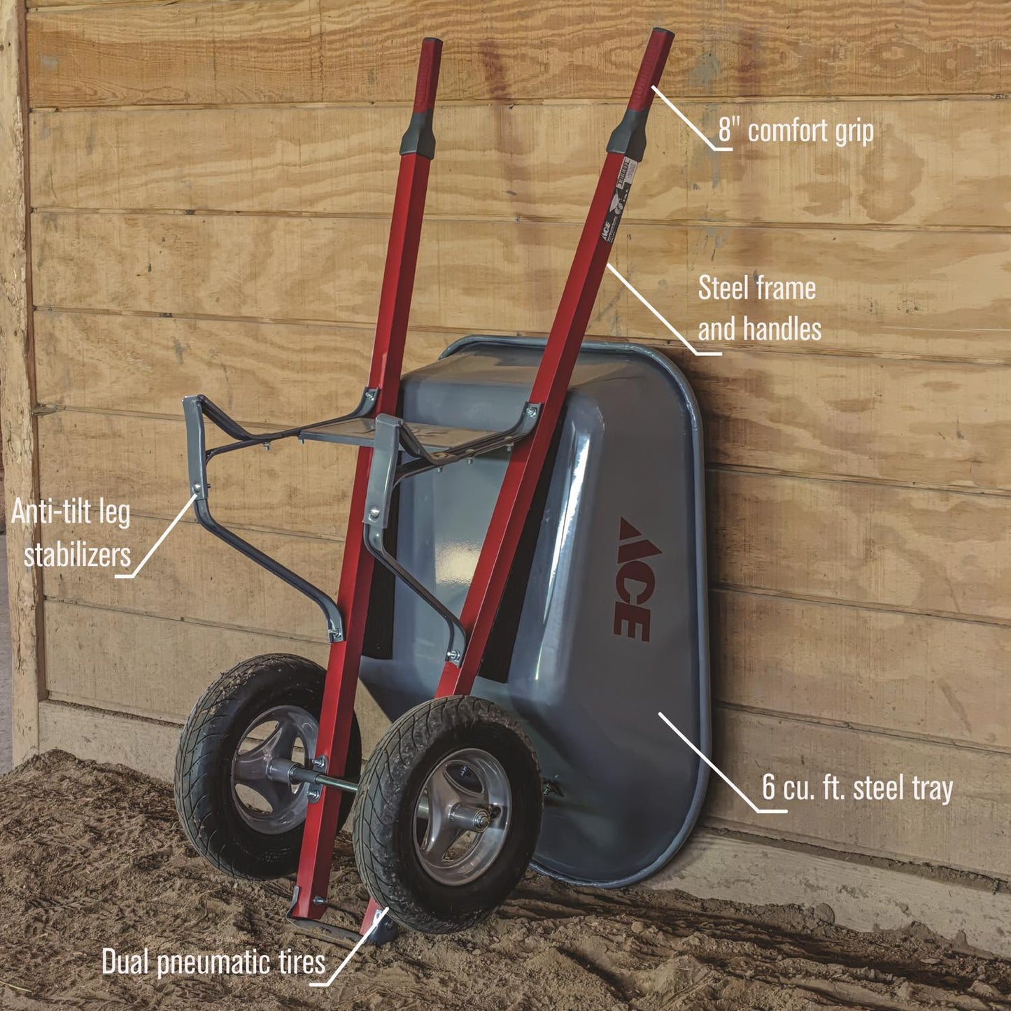  Ace Steel Contractor Wheelbarrow 6 Cu Ft