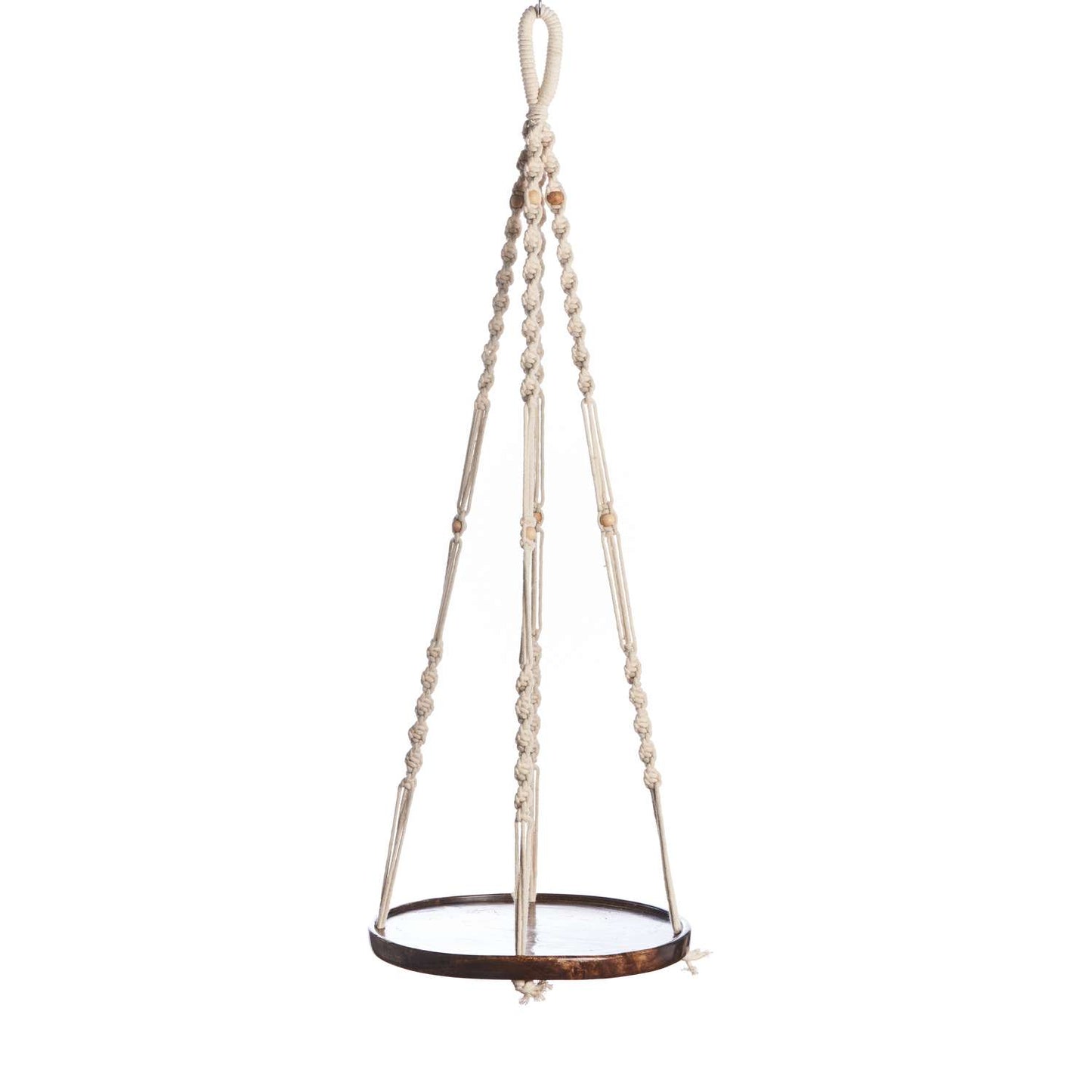  Primitive Planters Brown/Off-White Cotton/Wood 36 In. H Shelf Plant Hanger 1 Pk