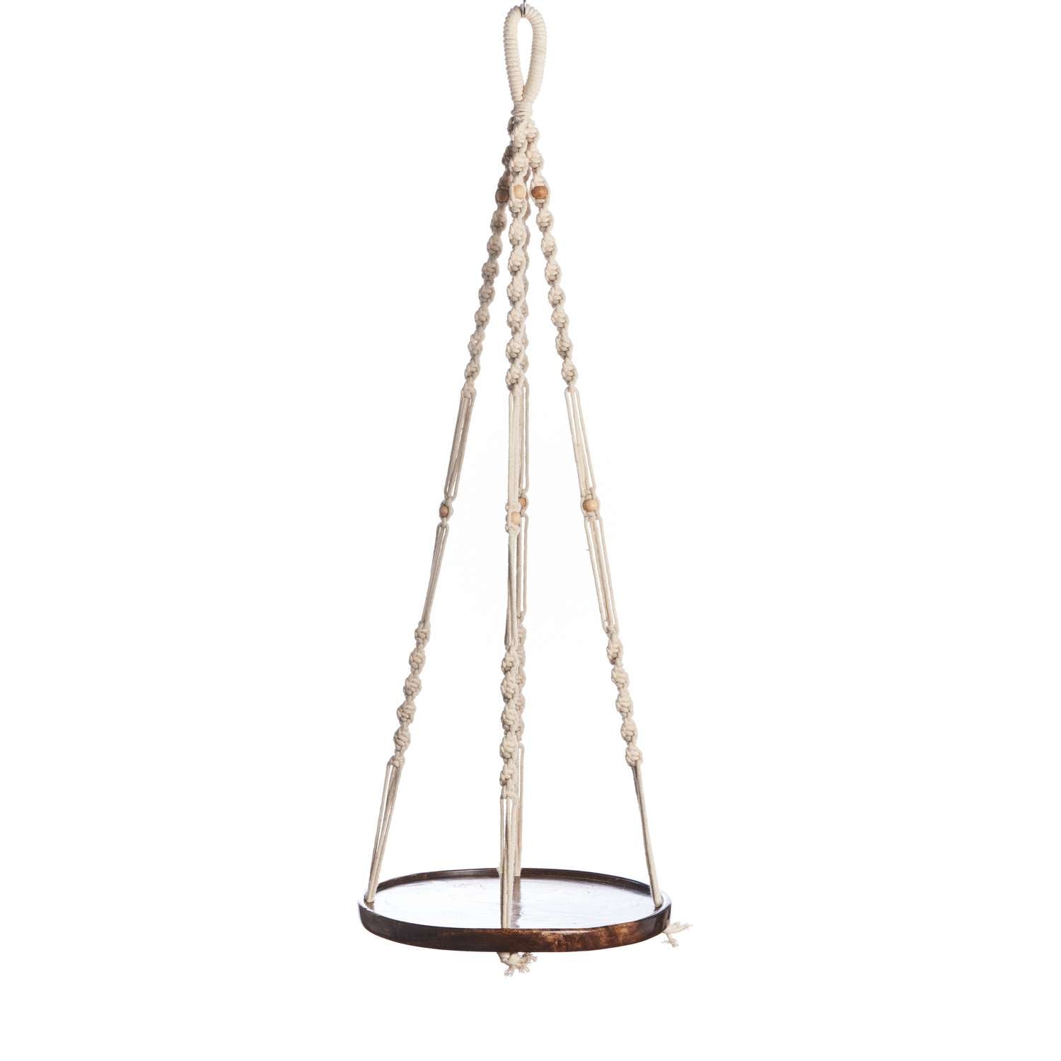  Primitive Planters Brown/Off-White Cotton/Wood 36 In. H Shelf Plant Hanger 1 Pk