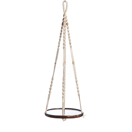  Primitive Planters Brown/Off-White Cotton/Wood 36 In. H Shelf Plant Hanger 1 Pk