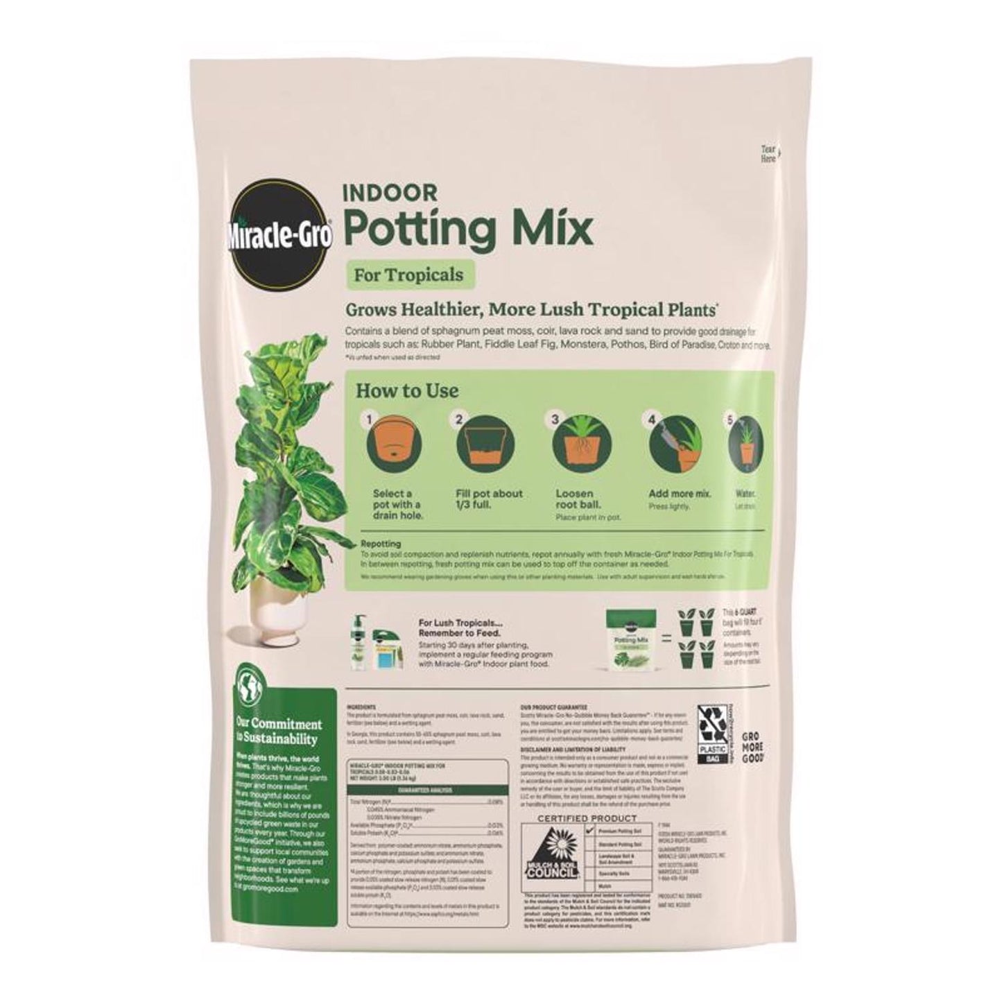  Miracle-Gro Tropical Cacti, Citrus And Palm Potting Mix 6 Qt