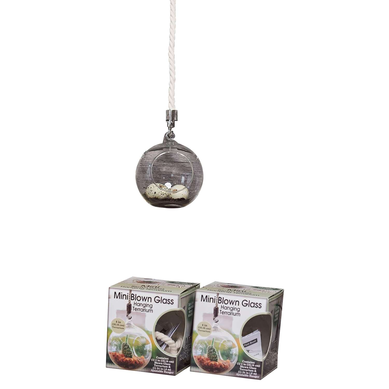  Primitive Planters Multicolored Cotton/Glass Terrarium With Hanger 1 Pk
