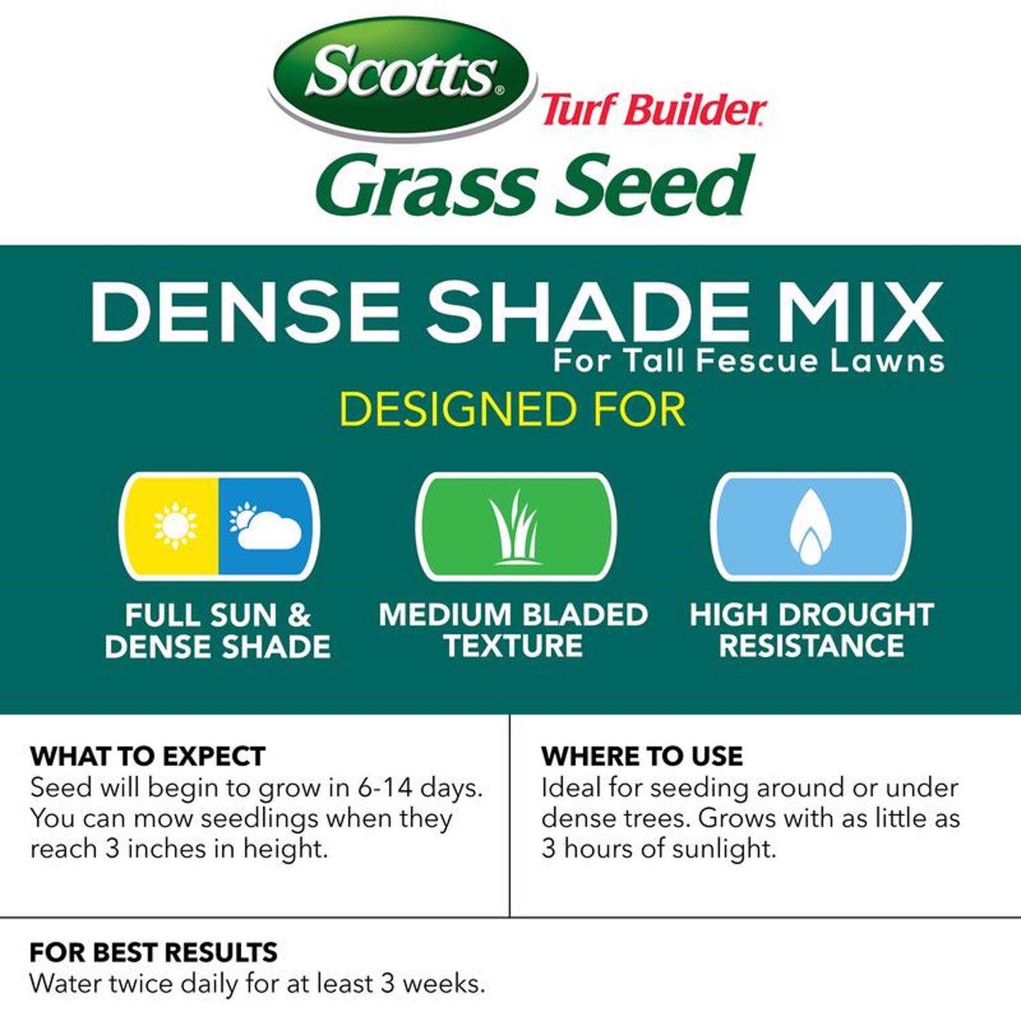  Scotts Turf Builder Tall Fescue Grass Dense Shade Grass Seed 3 Lb