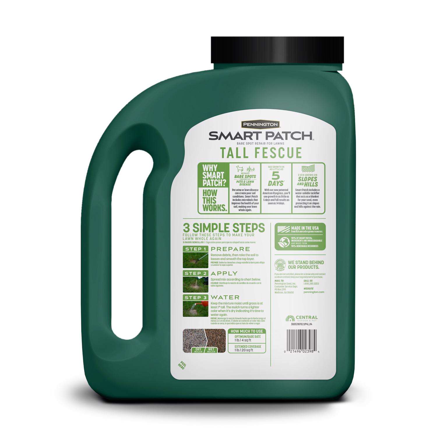  Pennington Smart Patch Tall Fescue Grass Sun Or Shade Seed/Fertilizer/Mulch Repair Kit 5 Lb