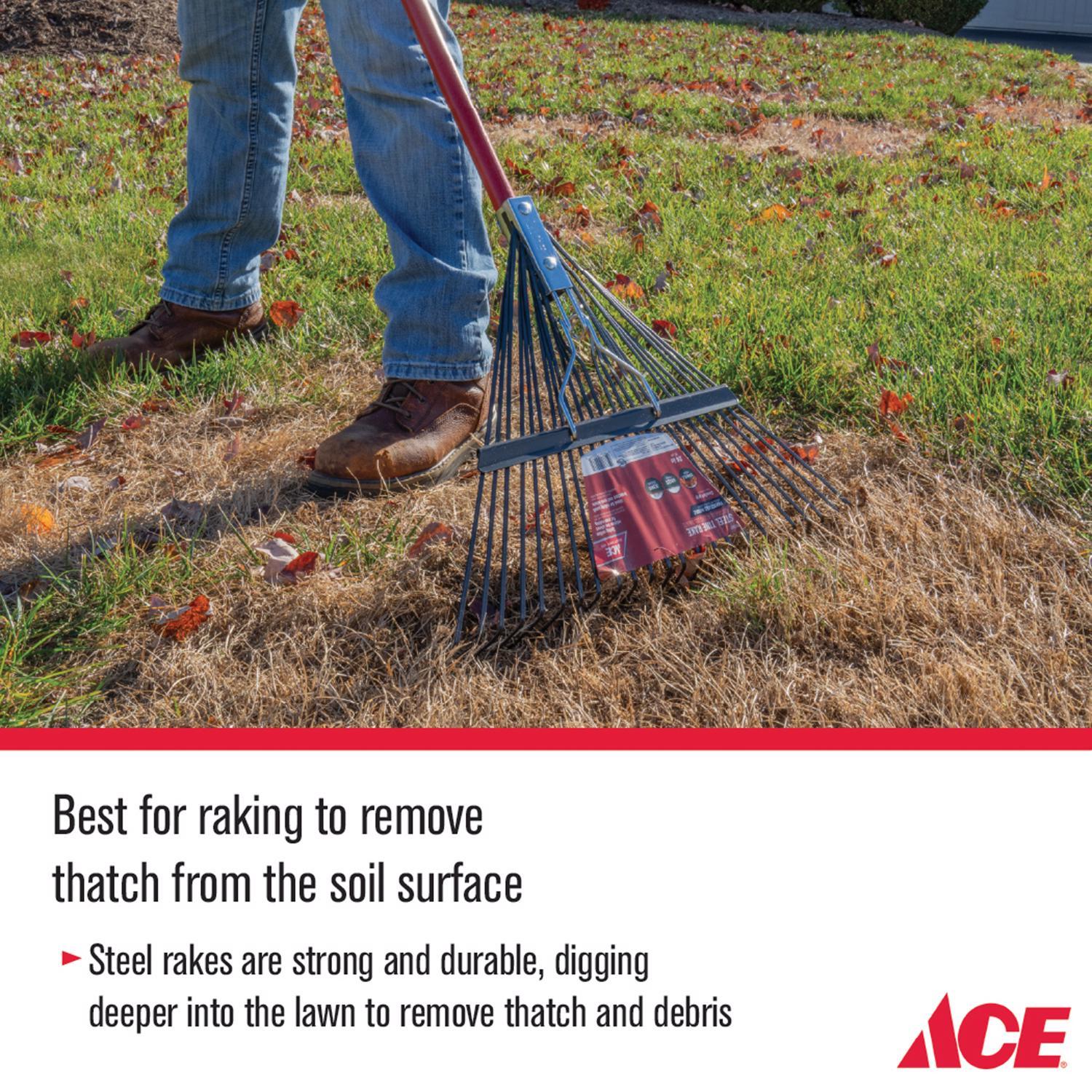  Ace 65 In. 24 Tine Steel Rake Fiberglass Handle