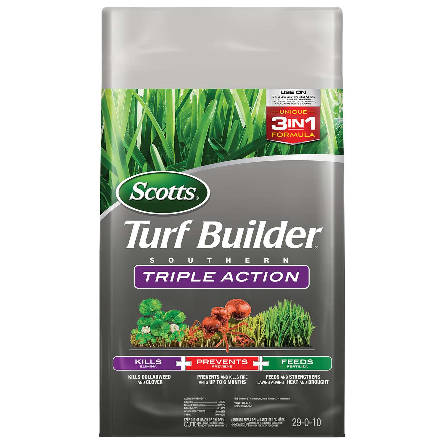  Scotts Turf Builder Southern Triple Action Weed & Feed Lawn Fertilizer For All Grasses 8000 Sq Ft