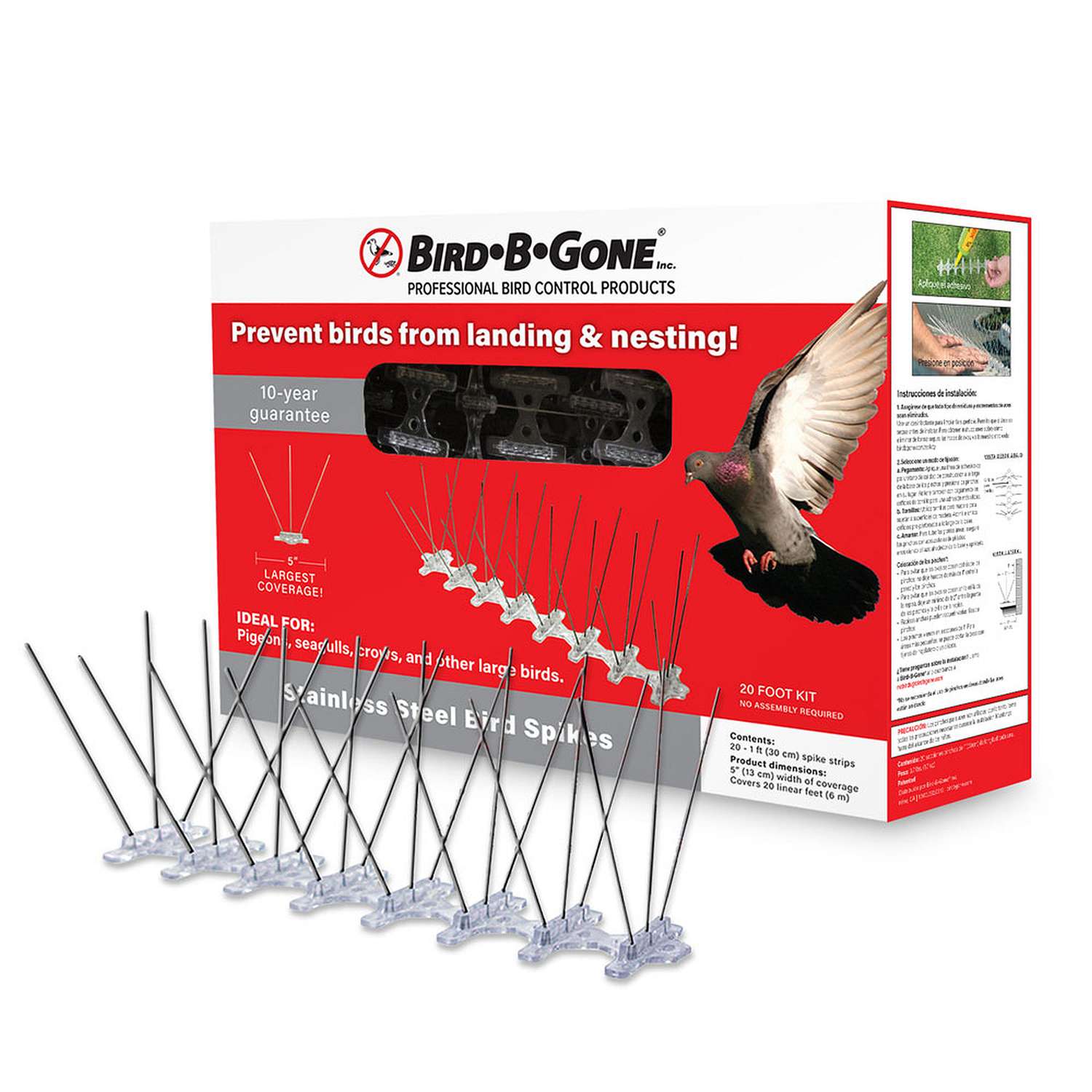  Bird-B-Gone Bird Repelling Spikes For Assorted Species 20 Pk