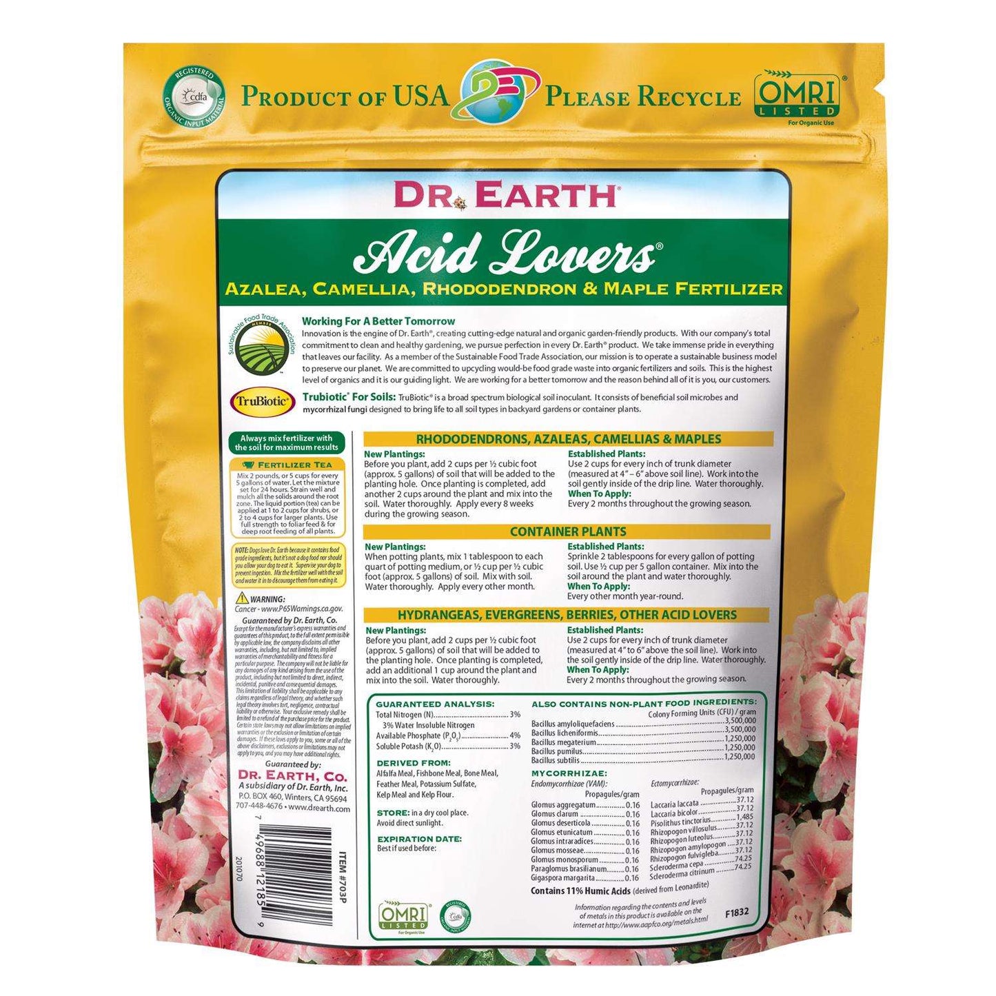  Dr. Earth Acid Lovers Organic Granules Plant Food 4 Lb