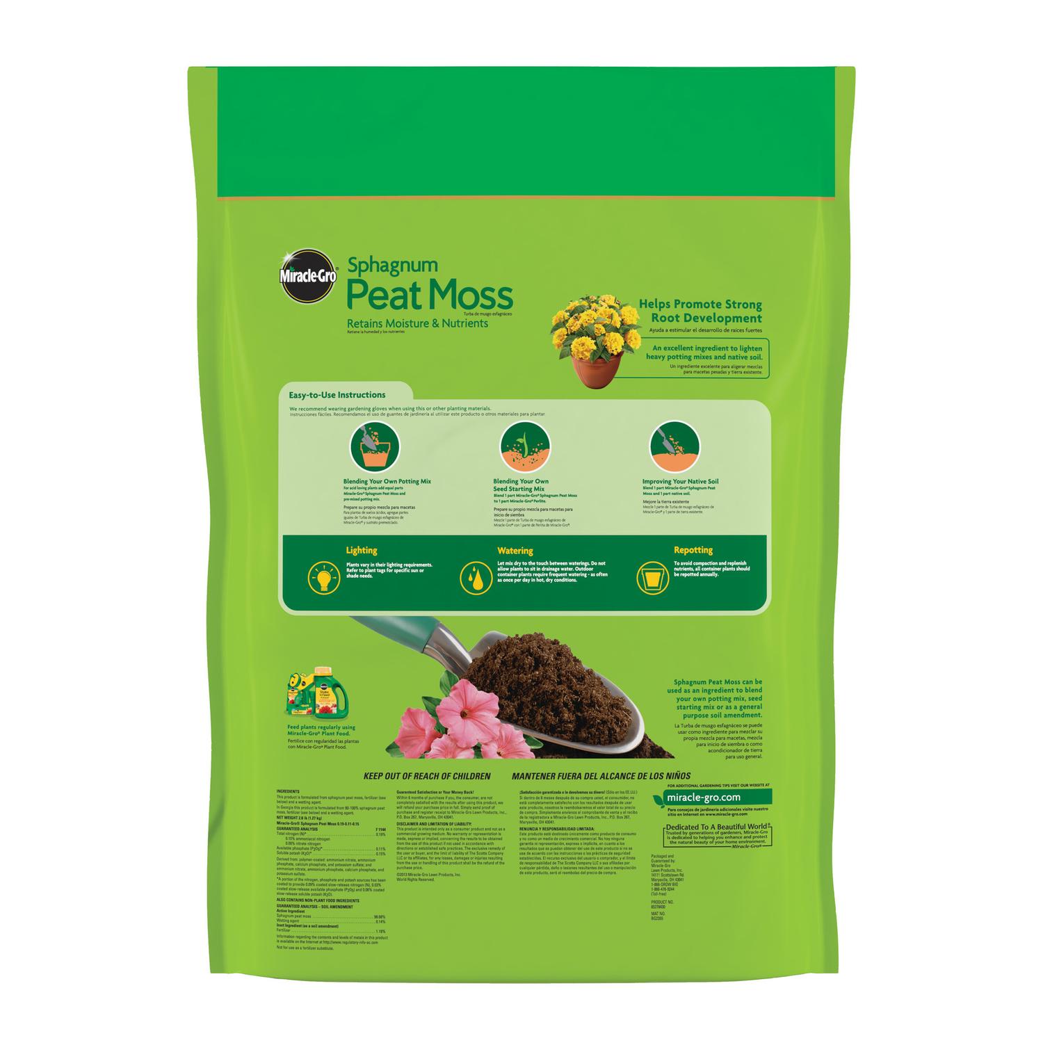  Miracle-Gro Sphagnum Peat Moss 8 Qt
