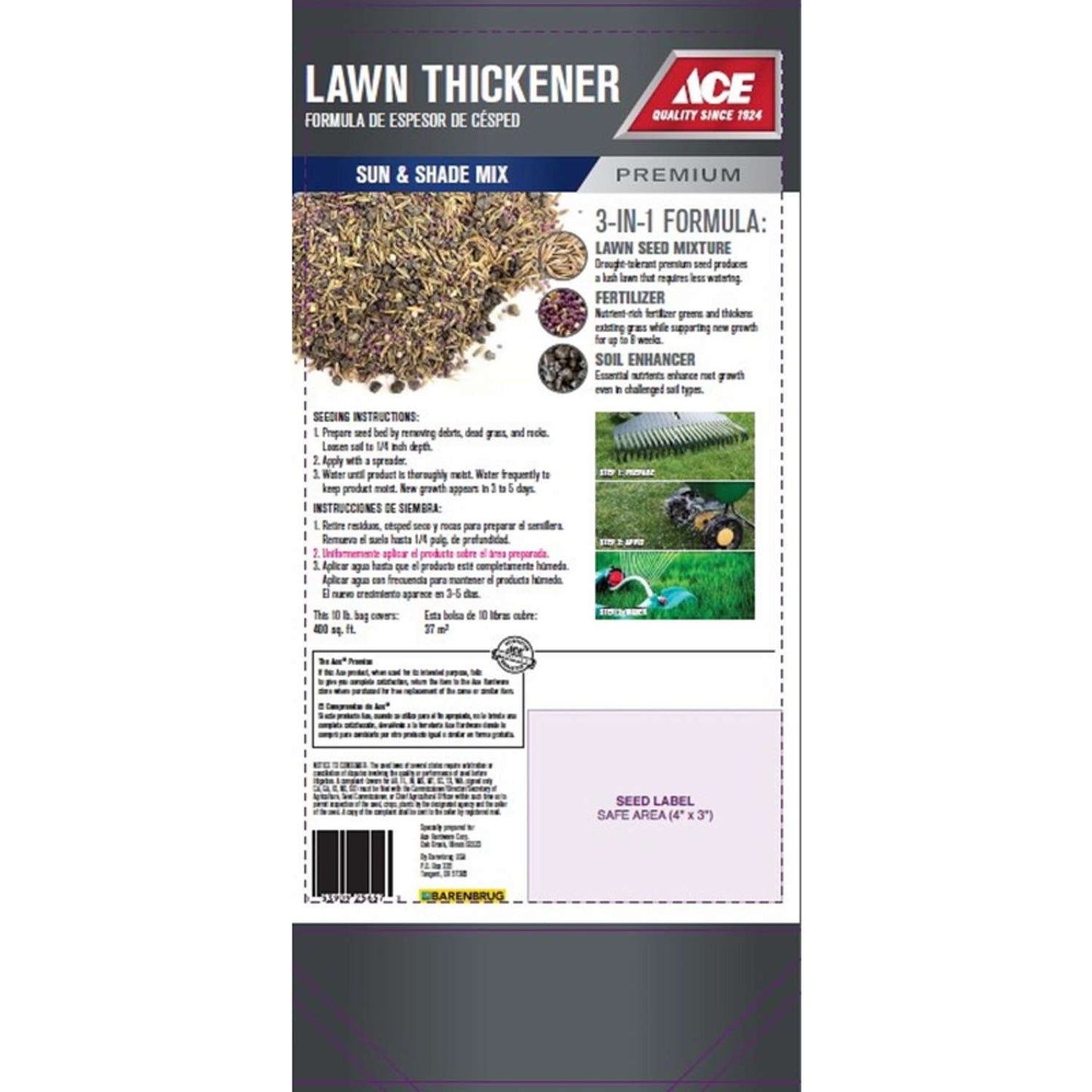  Ace Premium Mixed Sun Or Shade Lawn Thickener 10 Lb