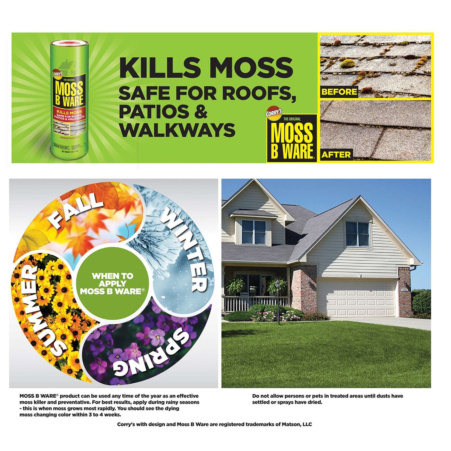  Corry's Moss-B-Ware Moss Killer Granules 3 Lb