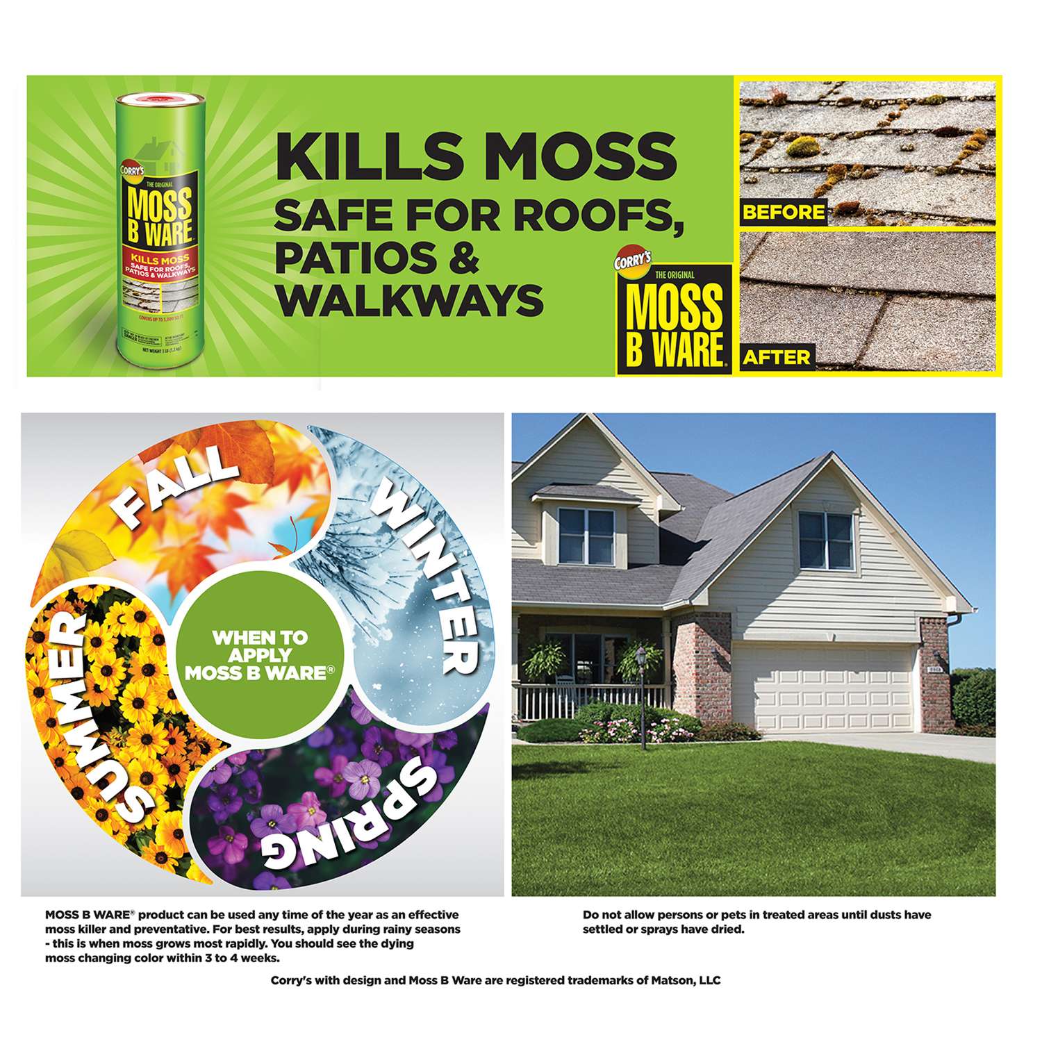  Corry's Moss-B-Ware Moss Killer Granules 3 Lb