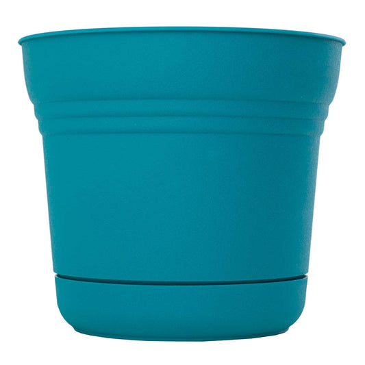  Bloem Saturn 10.8 In. H X 12 In. D Plastic Planter Bermuda Teal
