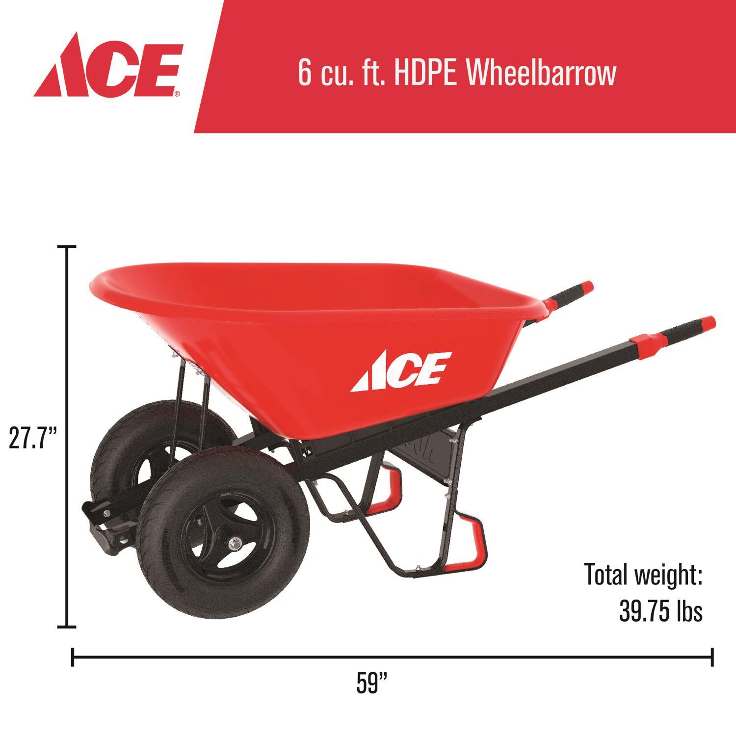  Ace HDPE Wheelbarrow 6 Cu Ft