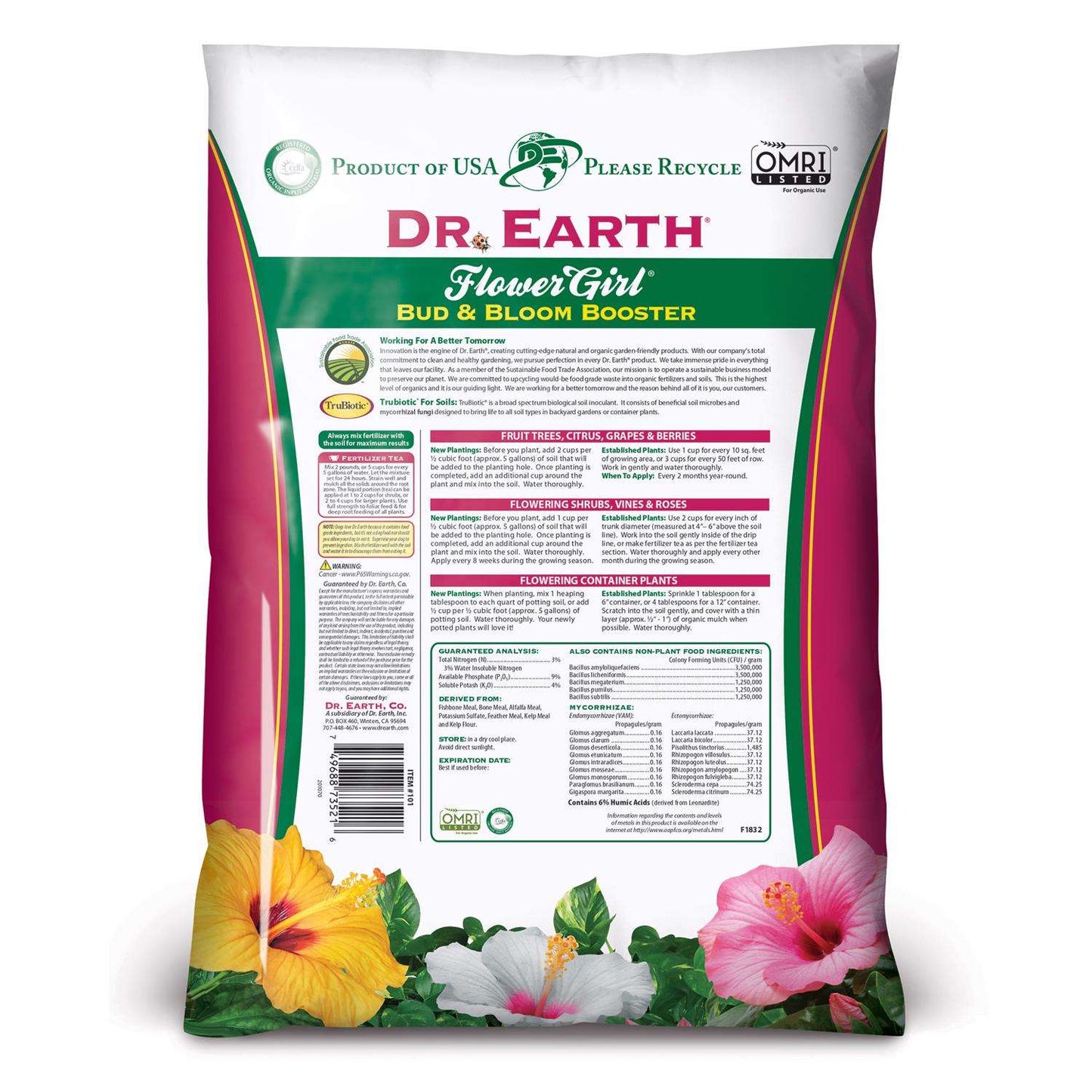  Dr. Earth Flower Girl Organic Granules Hibiscus, Citrus Plant Food 12 Lb