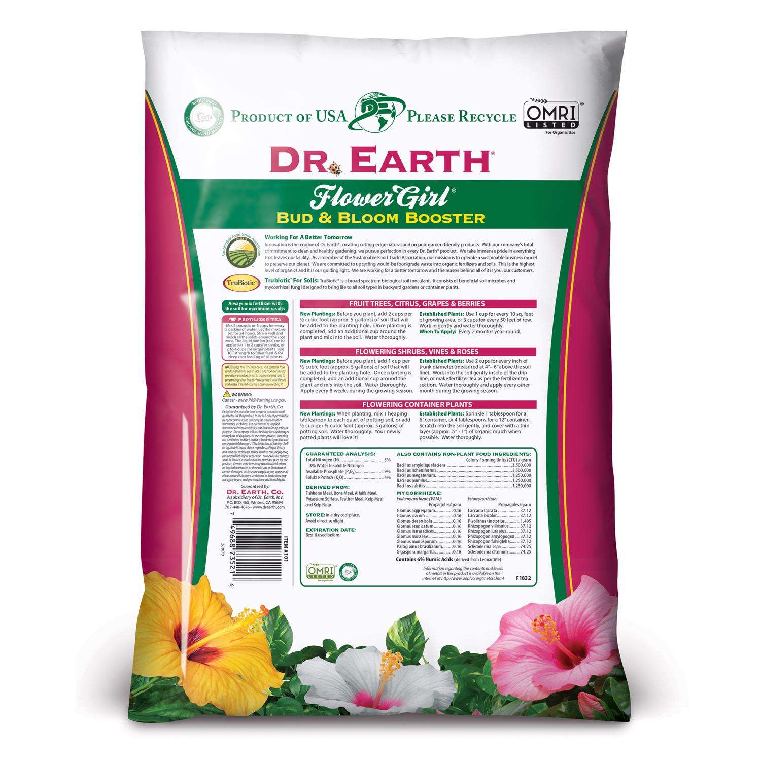  Dr. Earth Flower Girl Organic Granules Hibiscus, Citrus Plant Food 12 Lb