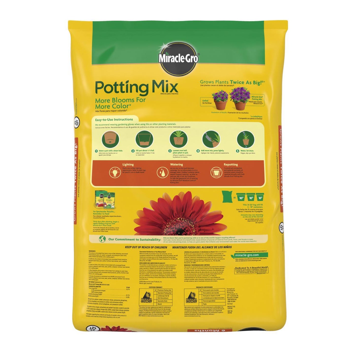  Miracle-Gro Flower And Plant Potting Mix 25 Qt