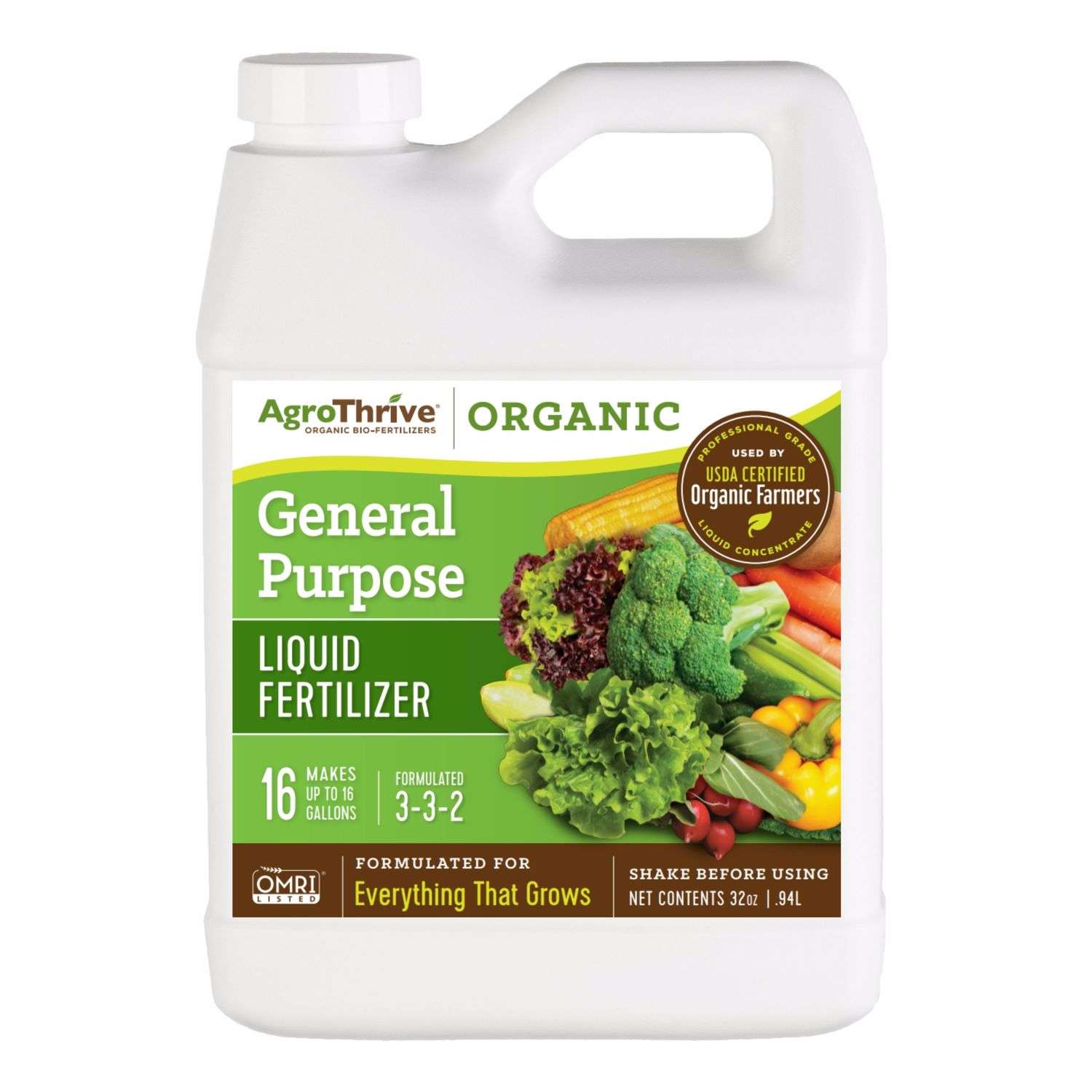  AgroThrive Organic Everything That Grows 3-3-2 General Purpose Fertilizer 32 Oz