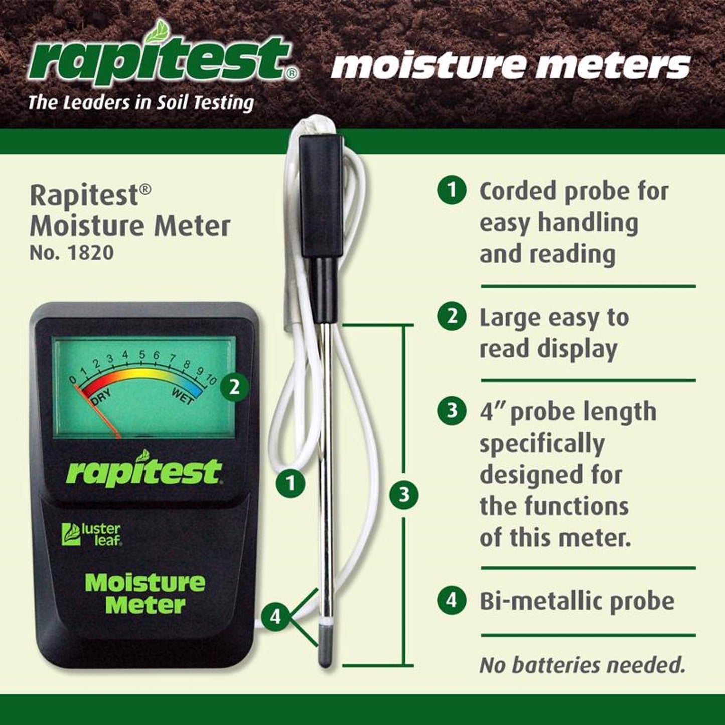  Luster Leaf Analog Moisture Meter 1 Pk