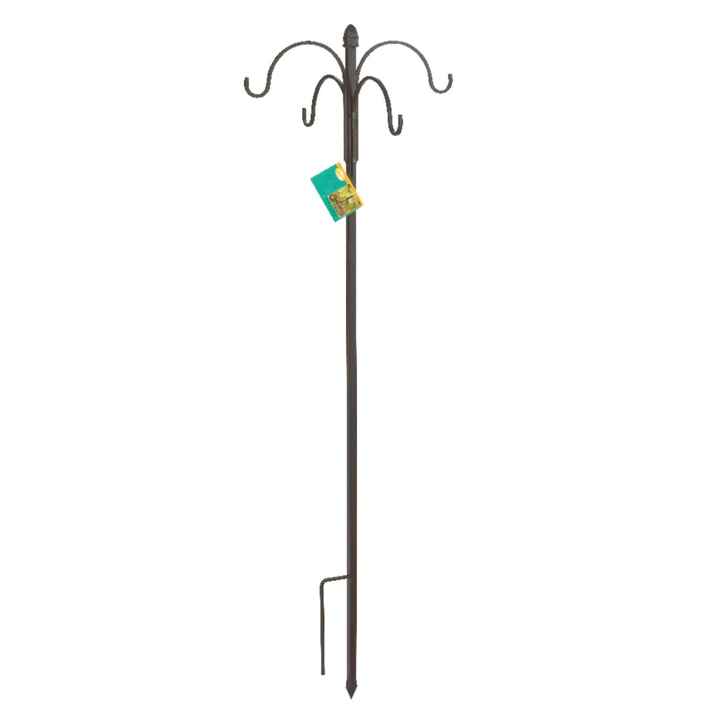  Panacea Black Wrought Iron 84 In. H 4 Way Crook W/Finial Plant Hook 1 Pk