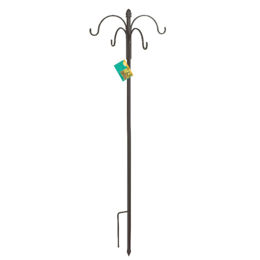  Panacea Black Wrought Iron 84 In. H 4 Way Crook W/Finial Plant Hook 1 Pk
