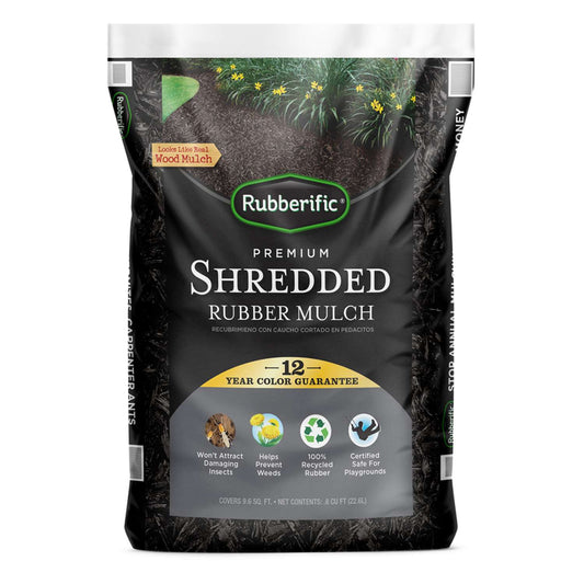  Rubberific Black Shredded Rubber Mulch 0.8 Cu Ft