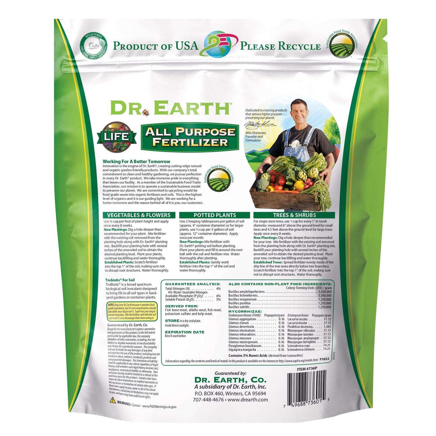  Dr. Earth Life Organic Flowers/Fruits/Vegetables All Purpose Fertilizer 4 Lb