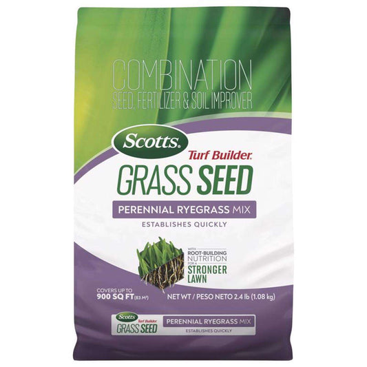  Scotts Turf Builder Perennial Ryegrass Sun Or Shade Fertilizer/Seed/Soil Improver 2.4 Lb