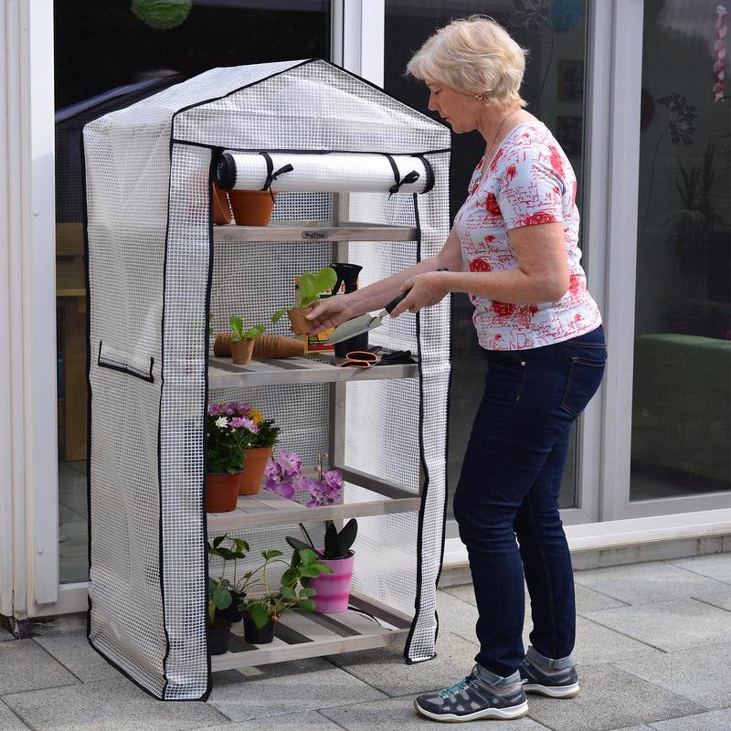  VegTrug Nursery Greenhouse Natural 28 In. W X 19.5 In. D X 62 In. H 4-Tier Mini Growhouse