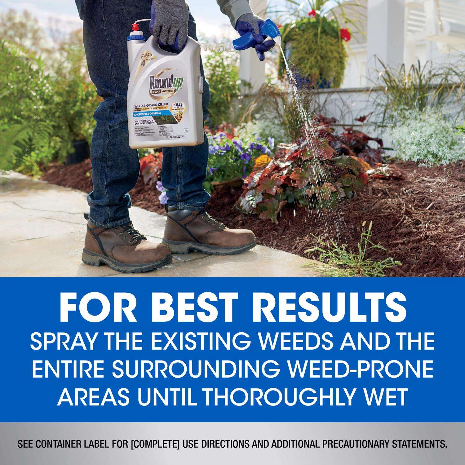  Roundup Dual Action Weed And Grass Killer + Preventer RTU Liquid 1 Gal