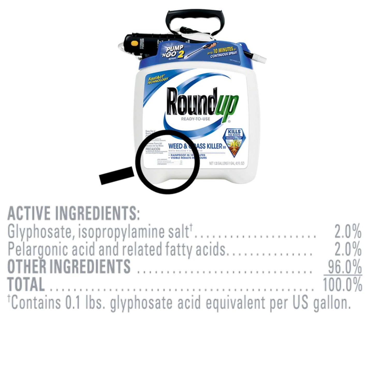  Roundup Fast Act Technology Weed And Grass Killer RTU Liquid 1.33 Gal